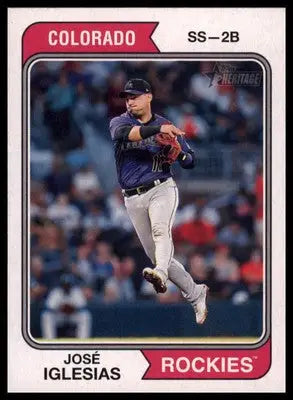 José Iglesias 2023 Topps Heritage #281 Colorado Rockies - Baseball Card Single