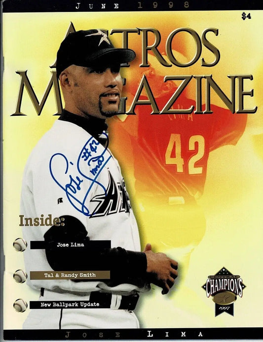 Jose Lima Signed Houston Astros Game Program Magazine Cover 1998 Champs AUTO
