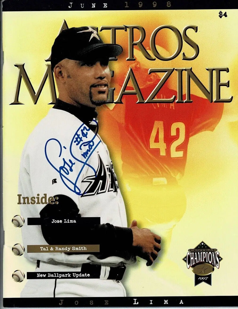 Jose Lima Signed Houston Astros Game Program Magazine Cover 1998 Champs AUTO