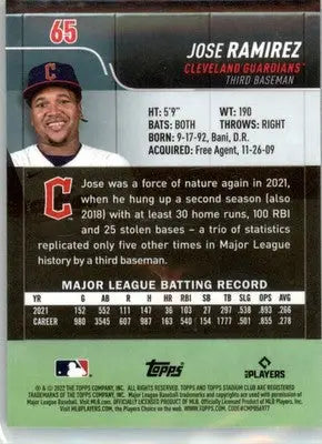 Jose Ramirez - 2022 Stadium Club Chrome - #65 - Baseball - Baseball Card Single
