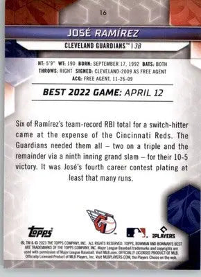 José Ramírez - 2023 Bowman’s Best - #16 - Baseball