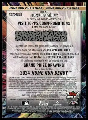 José Ramírez 2023 Topps Home Run Challenge #HRC-14 Cleveland Guardians - Baseball Card Single