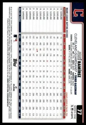 José Ramírez 2025 Topps #77 Cleveland Guardians - Baseball Card Single