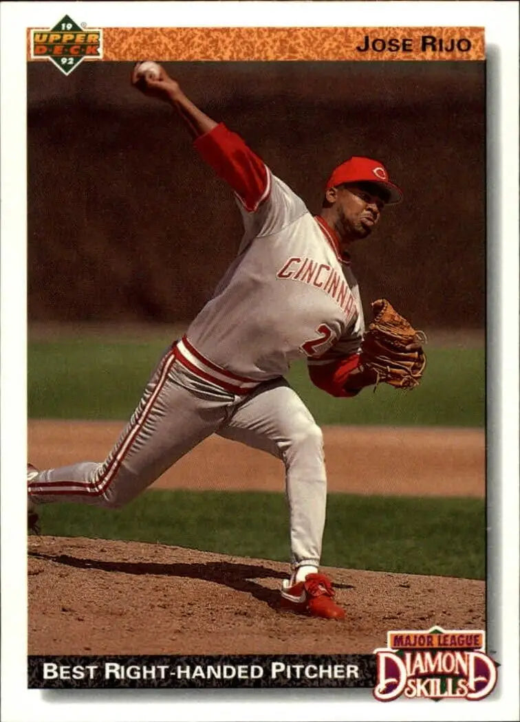 Jose Rijo 1992 Upper Deck MLB #712 Diamond Skills Baseball Card Cincinnati Reds