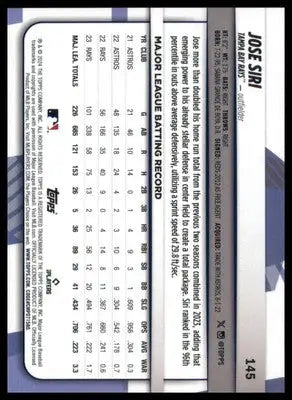 Jose Siri 2024 Topps Big League #145 Tampa Bay Rays - Baseball Card Single