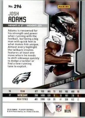 Josh Adams - 2018 Panini Playoff - #296 - RC Football - Football Card Single