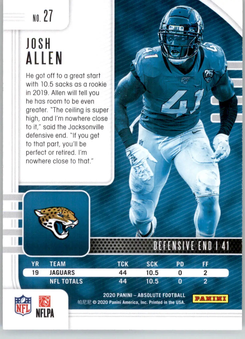 Josh Allen - 2020 Panini Absolute - #27 - Red Football - Football Card Single