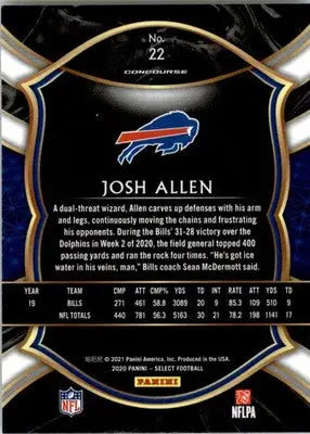 Josh Allen - 2020 Panini Select - #22 - Football - Football Card Single