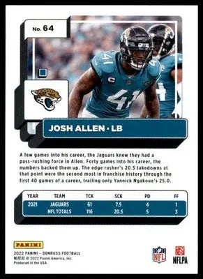 Josh Allen 2022 Donruss #64 Jacksonville Jaguars - Football Card Single