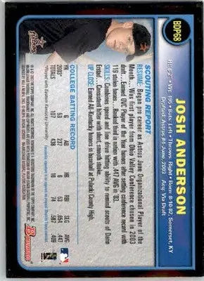 Josh Anderson - 2003 Bowman Draft Picks & Prospects - #BDP68 - RC AUTO Baseball - Baseball Card Single