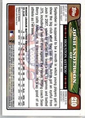 Josh Anderson - 2008 Topps Opening Day - #210 - RC AUTO Baseball - Baseball Card Single