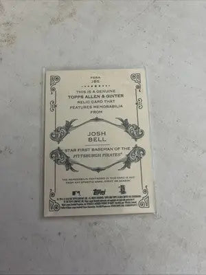 Josh Bell 2019 Allen & Ginter Relic Card showcasing baseball memorabilia