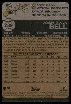 Josh Bell 2022 Topps Heritage #289 Washington Nationals - Baseball Card Single