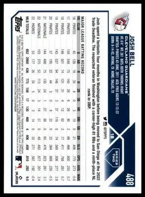 Josh Bell 2023 Topps #488 Cleveland Guardians - Baseball Card Single