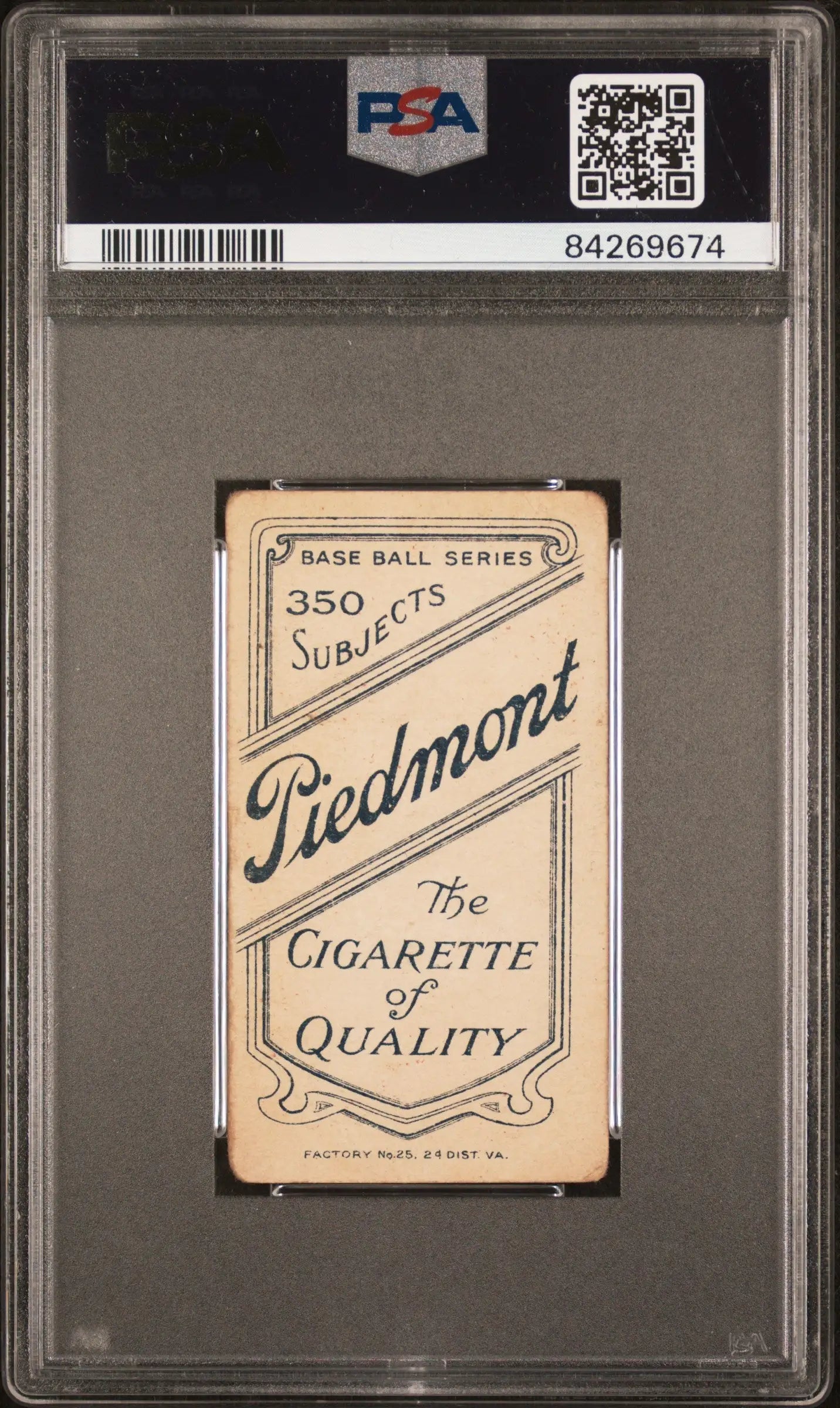 Vintage Piedmont cigarette trading card of Josh Clark Clarke in PSA grading case