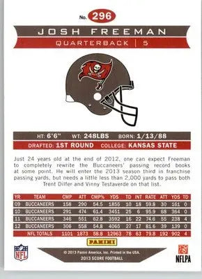 Josh Freeman - 2013 Score - #296 - Football - Football Card Single