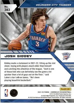 Josh Giddey - 2021-22 Panini Chronicles - #383 - Pink Basketball - Basketball Card Single
