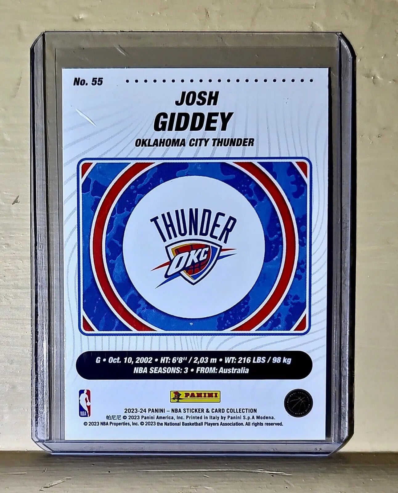 Josh Giddey 2023-24 Panini NBA Basketball #55 Card Oklahoma City Thunder - Basketball Card Single