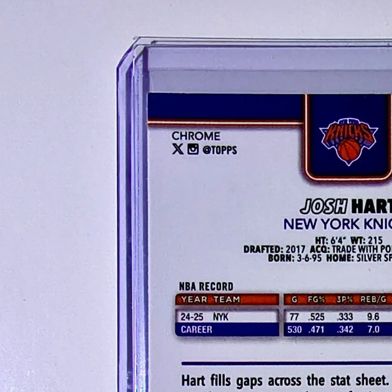 Josh Hart 2025-26 NBA Topps Chrome Update #72 Basketball Card New York Knicks - Basketball Card Single
