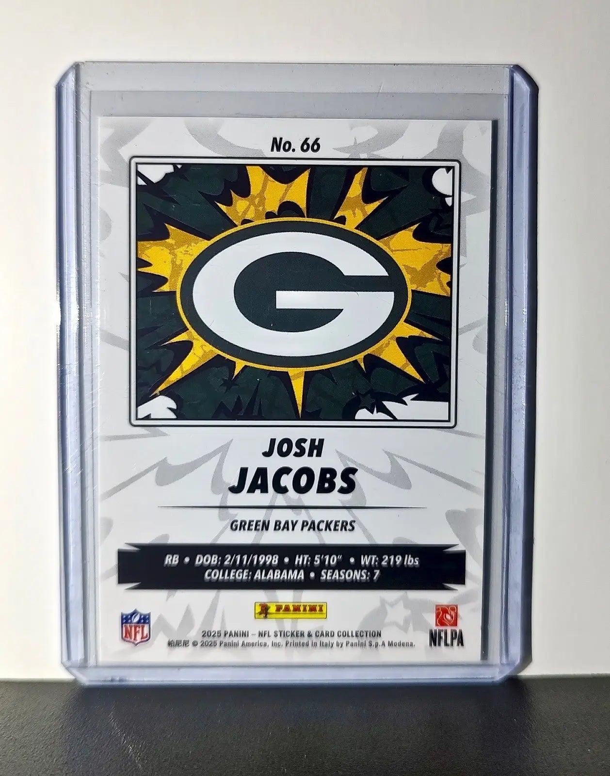 Josh Jacobs 2025 Panini NFL #66 Foil Sticker Card Green Bay Packers - Football Card Single
