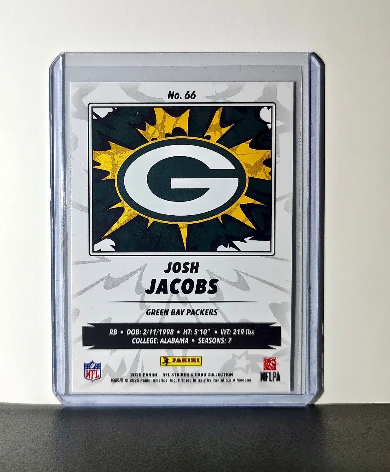 Josh Jacobs 2025 Panini NFL #66 Sticker Card Green Bay Packers