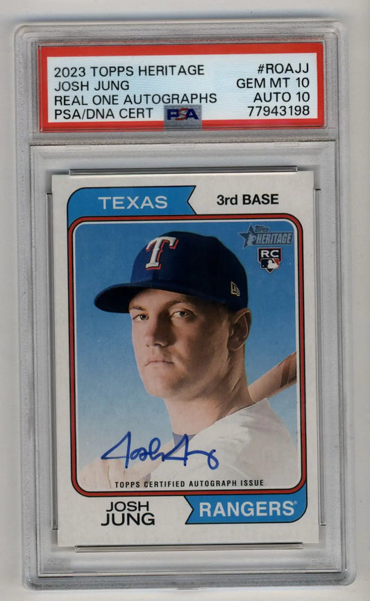 Josh Jung 2023 Topps Heritage Real One Auto PSA 10 Gem Mint baseball card