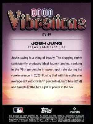Josh Jung 2024 Topps Big League Good Vibrations #GV-19 Texas Rangers