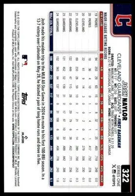 Josh Naylor 2025 Topps #322 Cleveland Guardians - Baseball Card Single