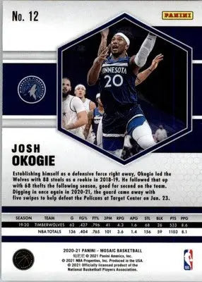 Josh Okogie - 2020-21 Panini Mosaic - #12 - Basketball - Basketball Card Single