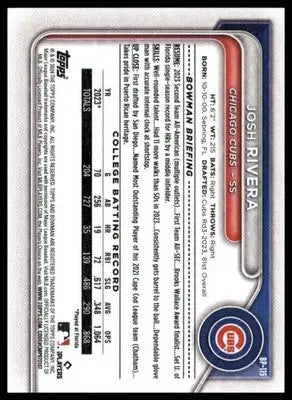 Josh Rivera 2024 Bowman Prospects #BP-115 Chicago Cubs - Baseball Card Single