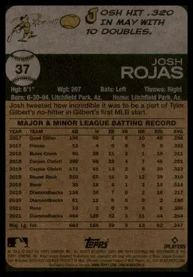Josh Rojas 2022 Topps Heritage #37 Arizona Diamondbacks - Baseball Card Single