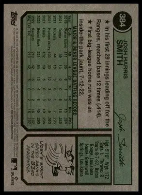 Josh Smith Rookie 2023 Topps Heritage #384 Texas Rangers - Baseball Card Single