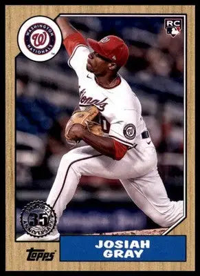 Josiah Gray 2022 Topps 1987 Topps Baseball 35th Anniversary #T87-12 Nationals - Baseball Card Single