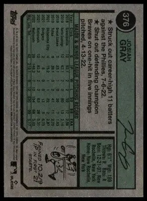Josiah Gray 2023 Topps Heritage #376 Washington Nationals - Baseball Card Single