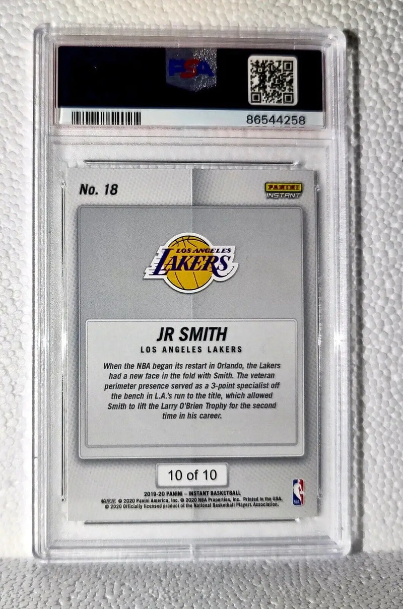 JR Smith 2020 Panini LA Lakers NBA Champions #18 Green Card 10/10 PSA 9 Mint - Basketball Card Single