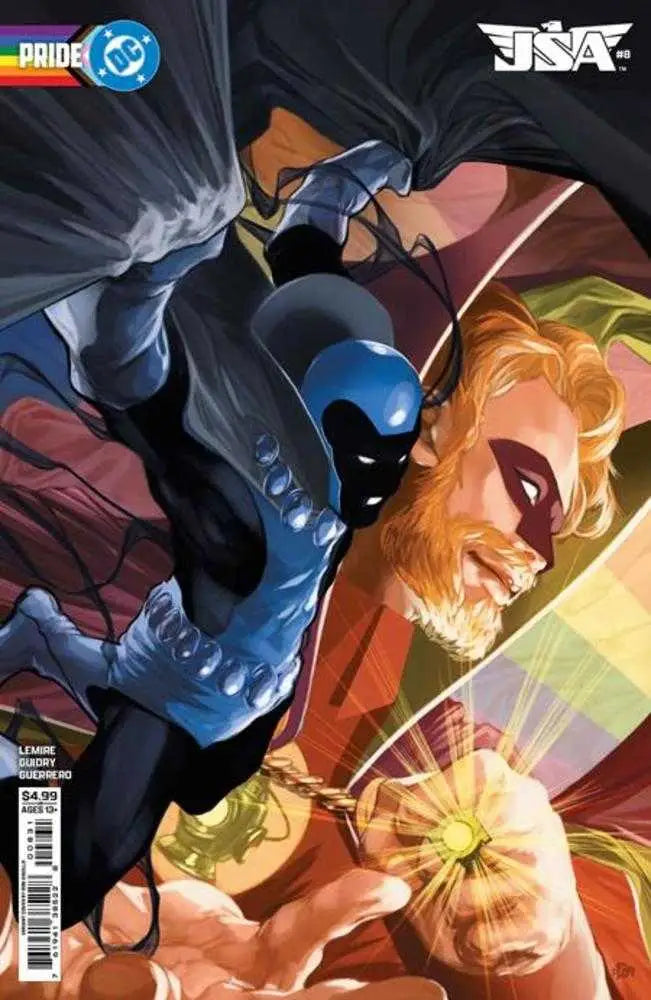 Comic book cover of JSA #8 Cover C Don Aguillo DC Pride Card Stock Variant