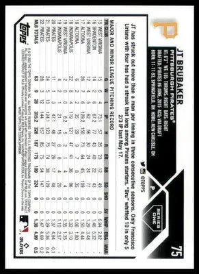 JT Brubaker 2023 Topps #75 Pittsburgh Pirates - Baseball Card Single