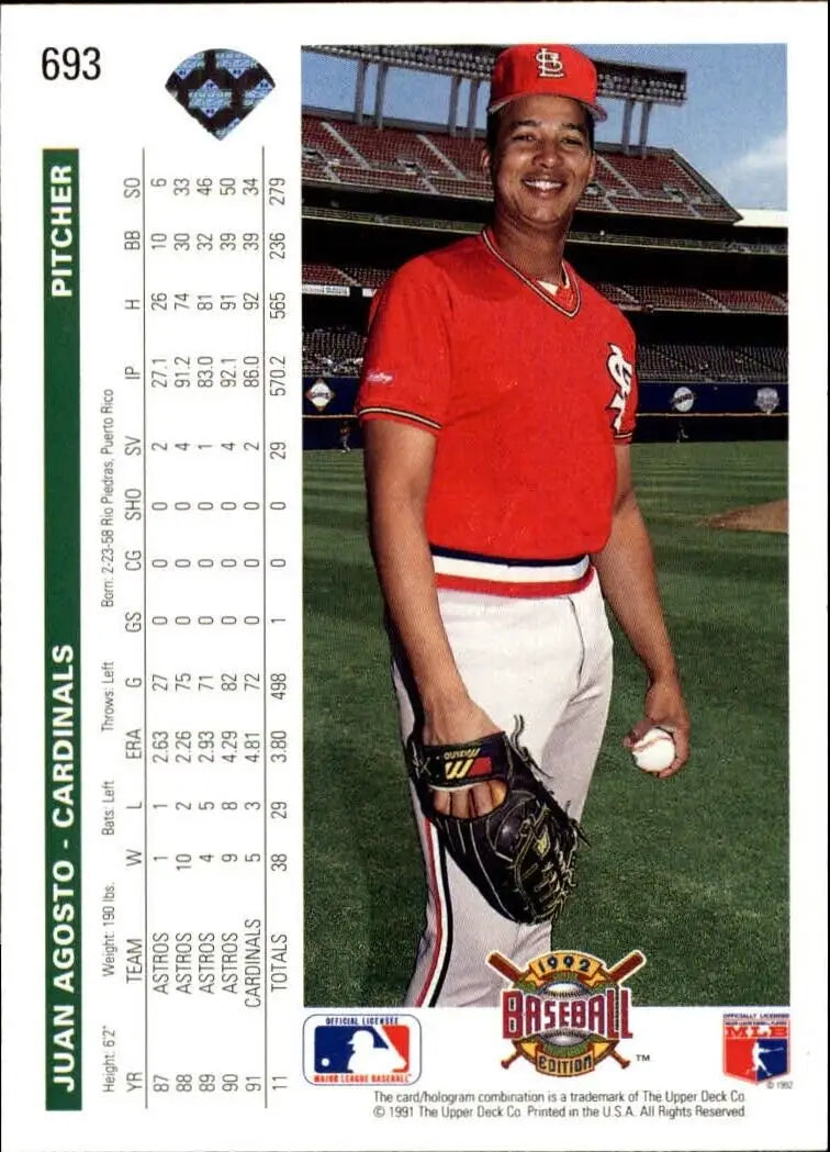 Juan Agosto 1992 Upper Deck MLB #693 Baseball Card St. Louis Cardinals