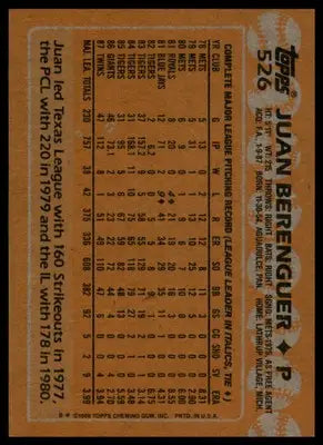 Juan Berenguer 1988 Topps #526 Minnesota Twins - Baseball Card Single