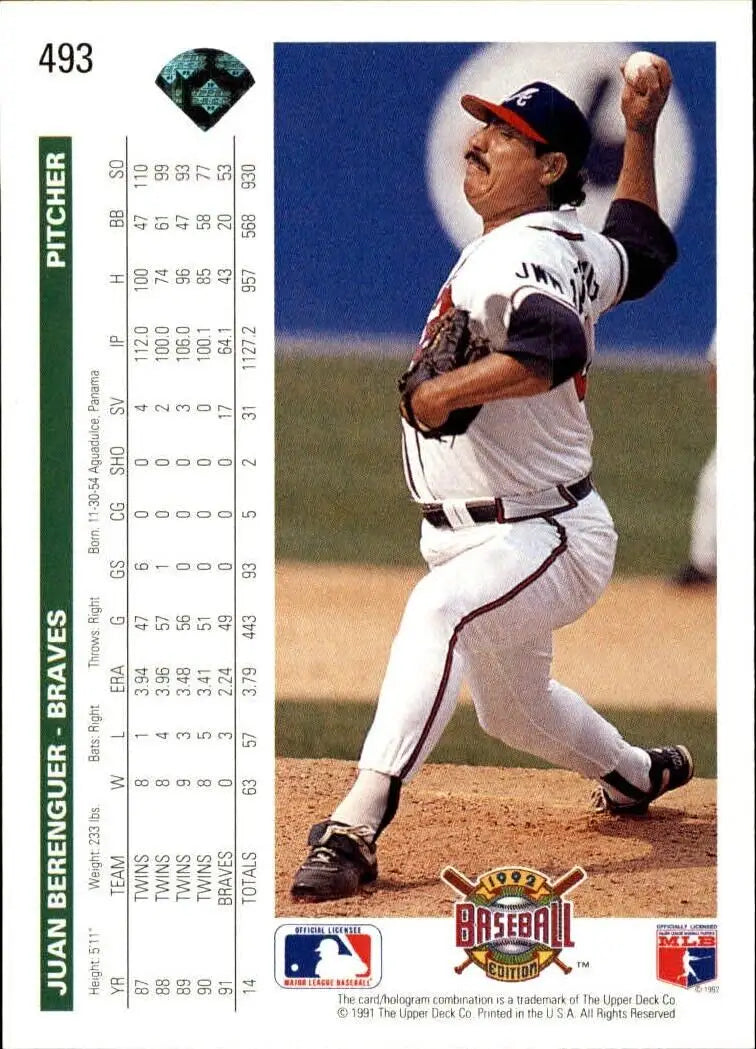 Juan Berenguer 1992 Upper Deck MLB #493 Baseball Card Atlanta Braves - Baseball Card Single