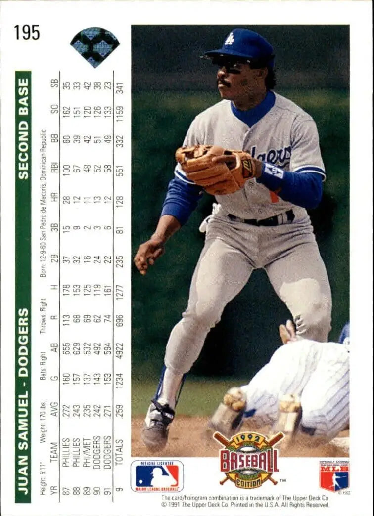 Juan Samuel 1992 Upper Deck MLB #195 Baseball Card Los Angeles Dodgers - Baseball Card Single