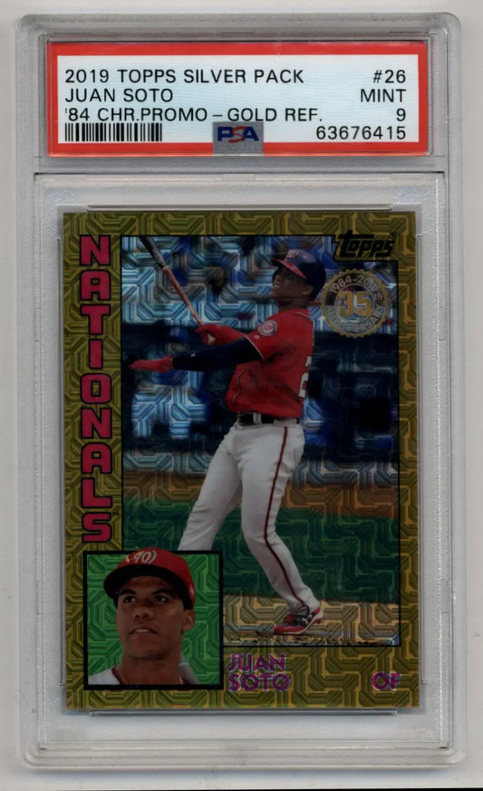 Juan Soto 2019 Topps Silver Pack ’84 Chrome Promo Gold Refractor 40/50 PSA 9 Mint - Baseball Card Single