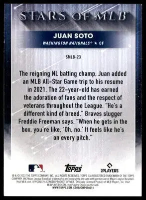 Juan Soto 2022 Topps Stars of MLB #SMLB-23 Washington Nationals - Baseball Card Single