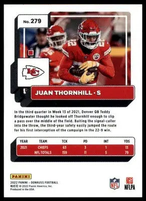 Juan Thornhill 2022 Donruss #279 Kansas City Chiefs - Football Card Single