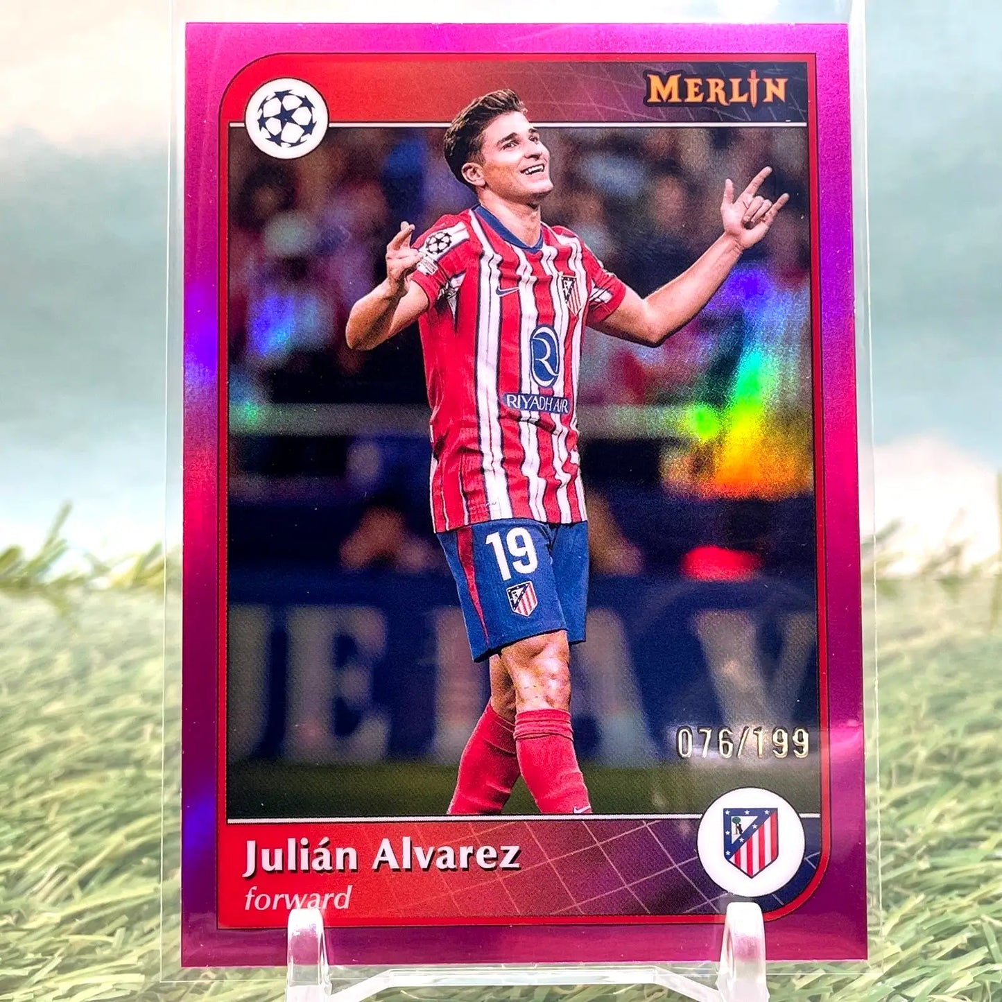 Julian Alvarez 2024-25 Topps Merlin UCC Pink Refractor /199 KM69 - Soccer Card Single