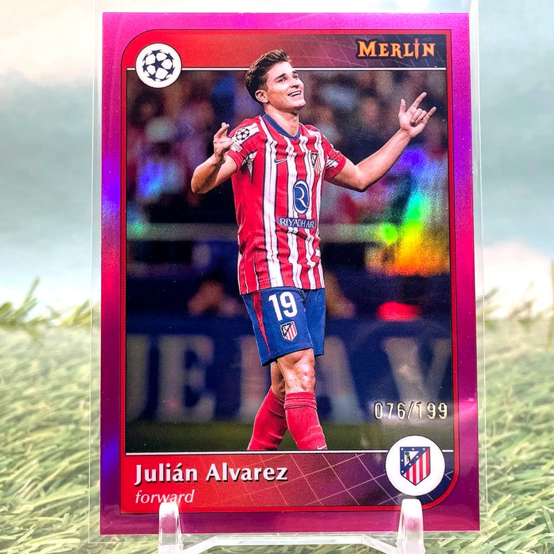 Julian Alvarez 2024-25 Topps Merlin UCC Pink Refractor /199 KM69 - Soccer Card Single