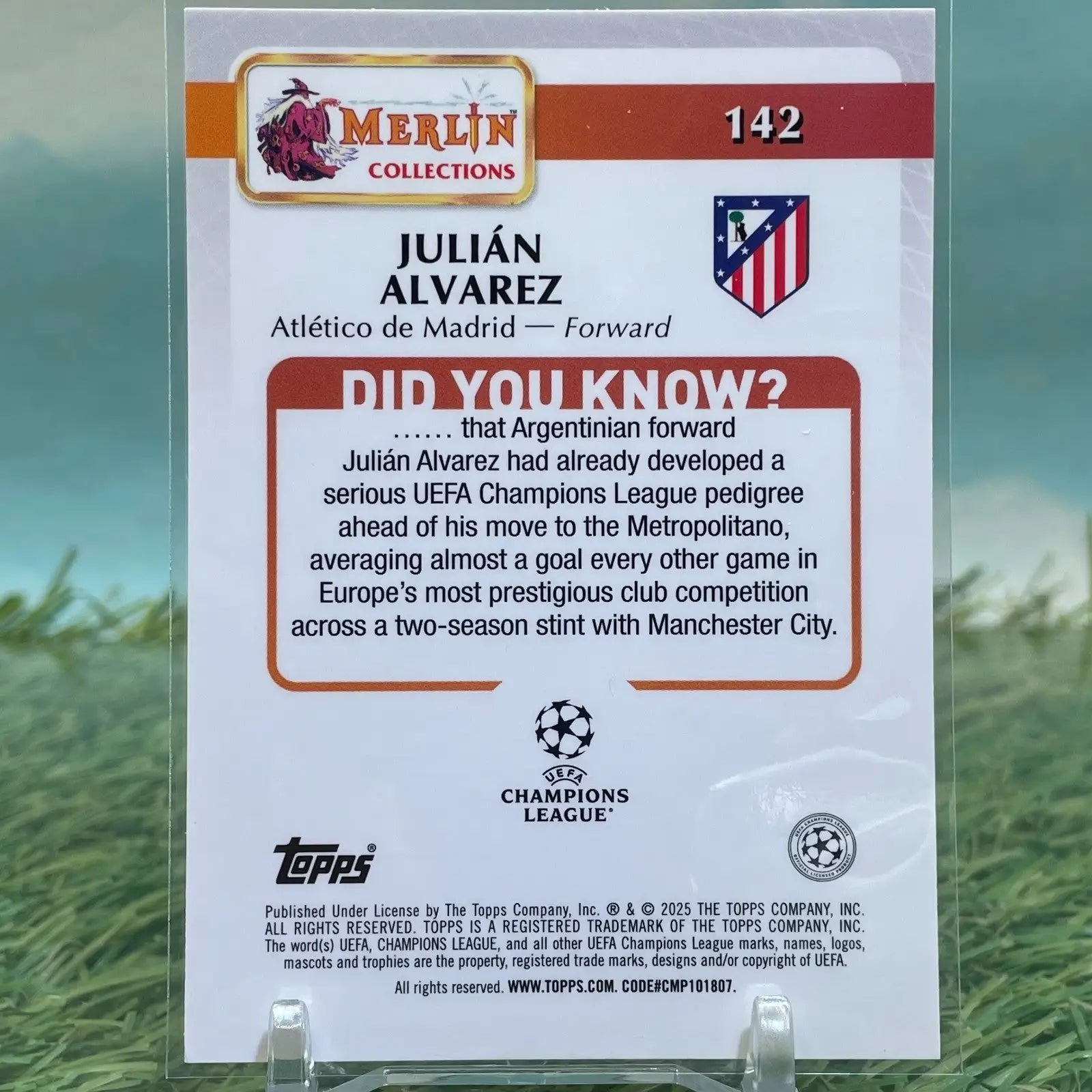 Julian Alvarez 2024-25 Topps Merlin UCC Pink Refractor /199 KM69 - Soccer Card Single