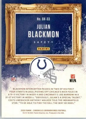 Julian Blackmon - 2020 Panini Chronicles - Gridiron Kings - #GK-33 - Football - Football Card Single
