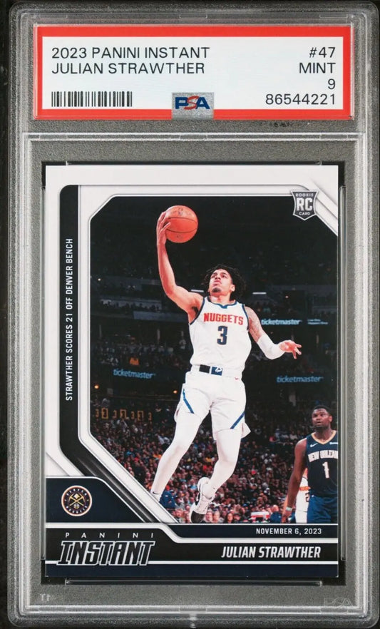 Julian Strawther 2023-24 Panini #47 NBA Rookie Card Nuggets 1 of 82 PSA 9 Mint - Basketball Card Single