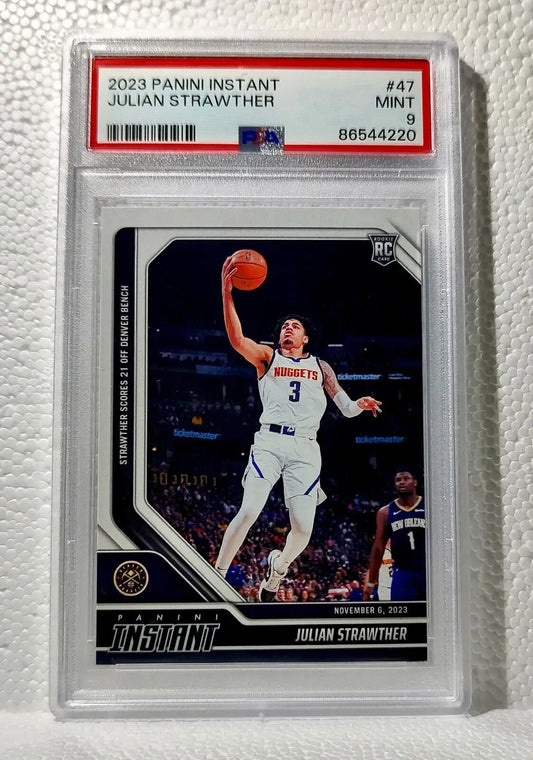 Julian Strawther 2023-24 Panini #47 NBA Rookie Card Nuggets 1 of 82 PSA 9 Mint - Basketball Card Single